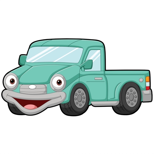 Large Friendly Green Pickup Truck Transparent Sticker | Hang or Stick | Party Decoration